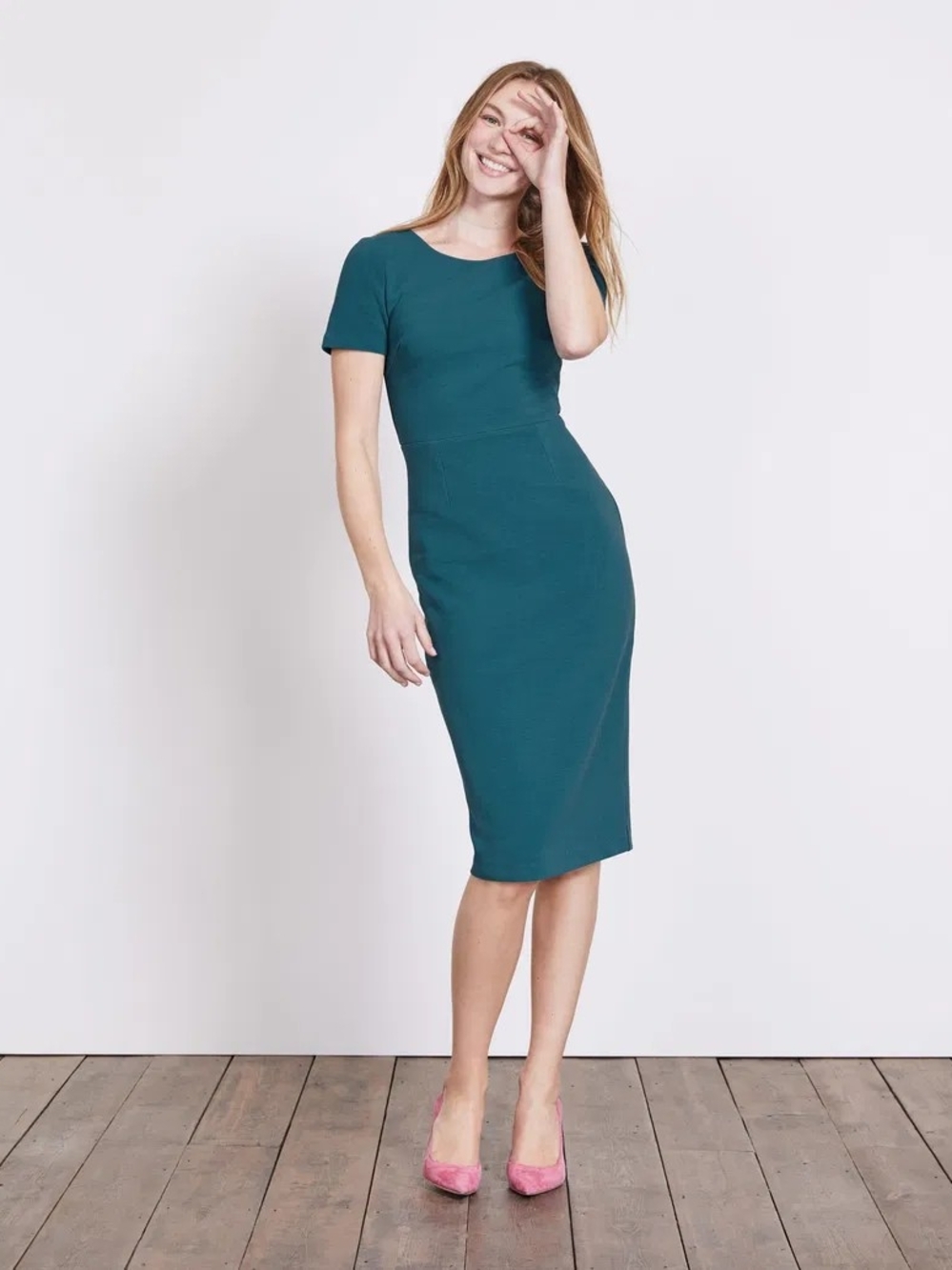 Boden Teal Short-Sleeve Bodycon Dress Size 6